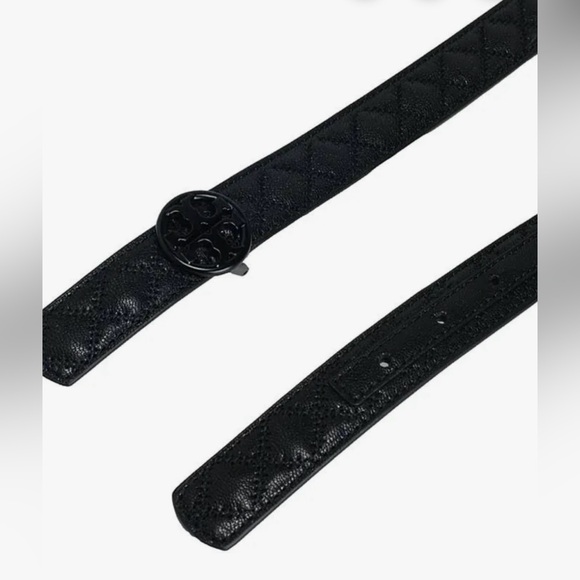 Tory Burch Women's Willa Skinny Quilted Leather Belt 1 inch - Picture 9 of 9